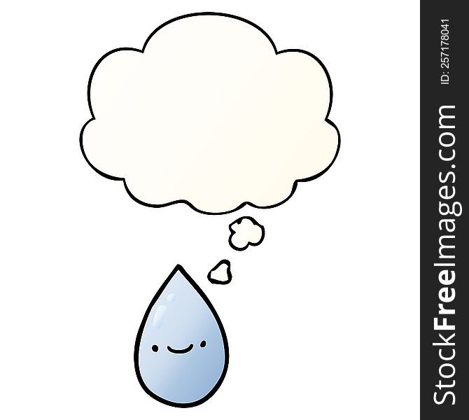 Cartoon Raindrop And Thought Bubble In Smooth Gradient Style