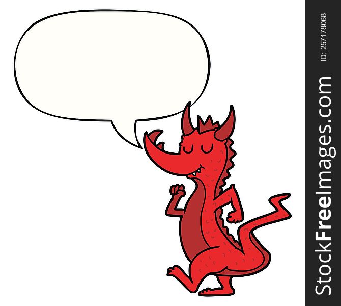 Cartoon Cute Dragon And Speech Bubble