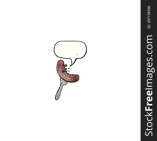 cartoon sausage with speech bubble