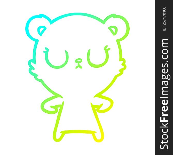cold gradient line drawing of a peaceful cartoon bear cub