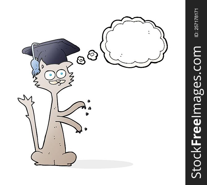 Thought Bubble Cartoon Cat With Graduation Cap