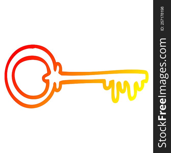 warm gradient line drawing of a cartoon key