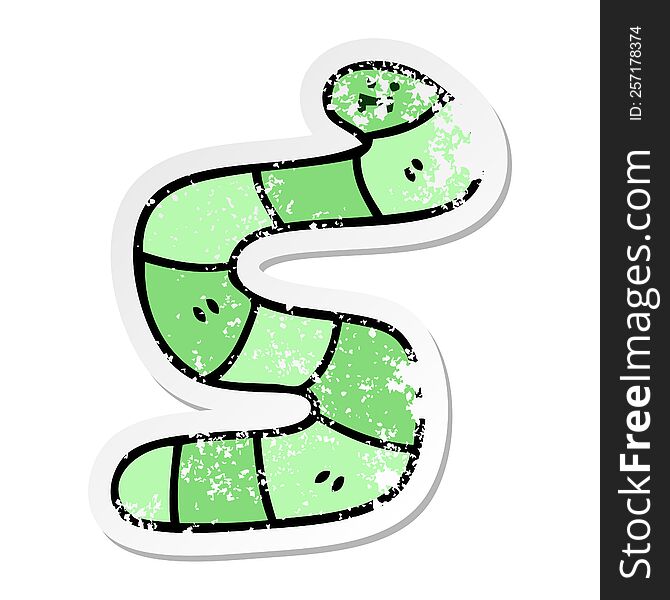 distressed sticker of a quirky hand drawn cartoon snake