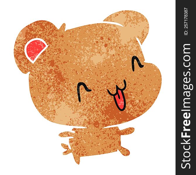 retro cartoon illustration kawaii cute happy bear. retro cartoon illustration kawaii cute happy bear