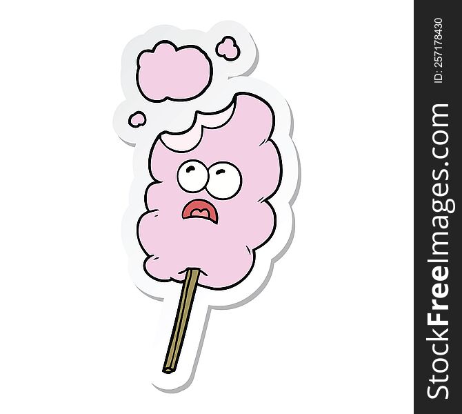 sticker of a cotton candy cartoon