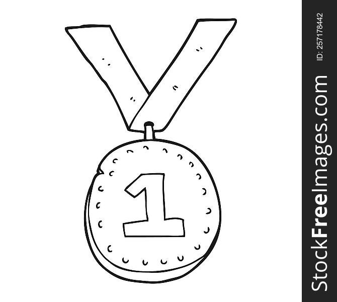 Black And White Cartoon First Place Medal