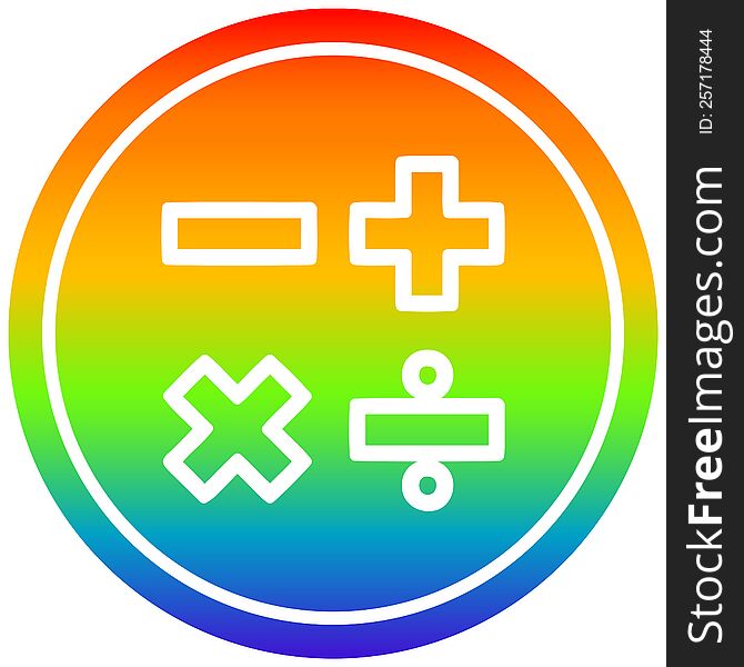 math symbols circular in rainbow spectrum