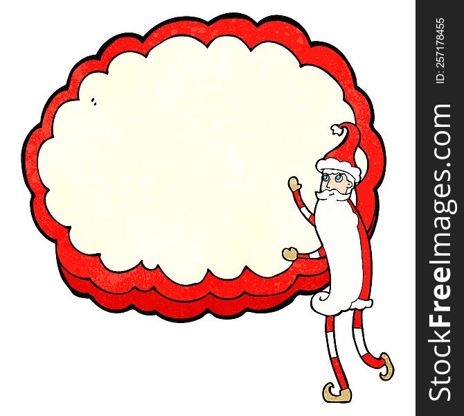 cartoon santa claus presenting text cloud space. cartoon santa claus presenting text cloud space