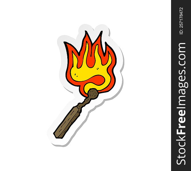 sticker of a cartoon burning match