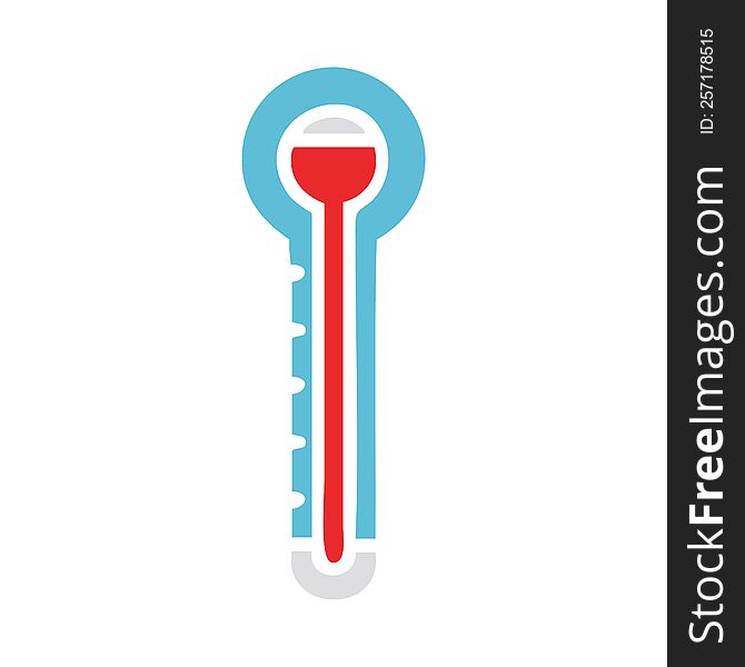 flat color retro cartoon of a glass thermometer