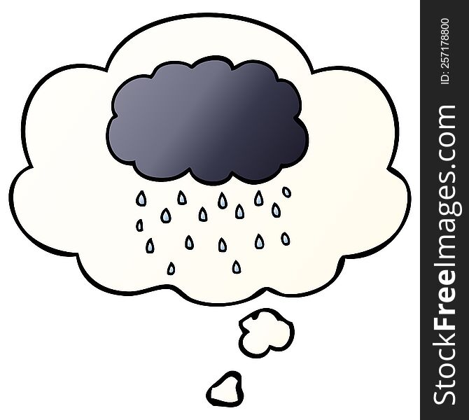 Cartoon Cloud Raining And Thought Bubble In Smooth Gradient Style