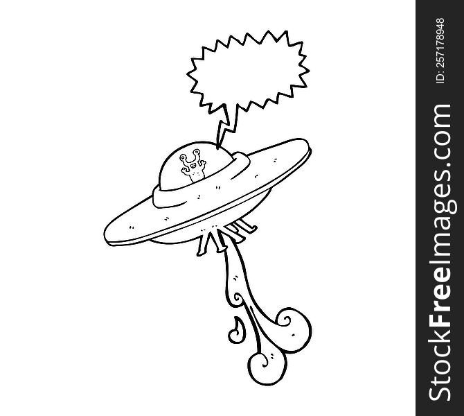 Speech Bubble Cartoon Alien Spaceship