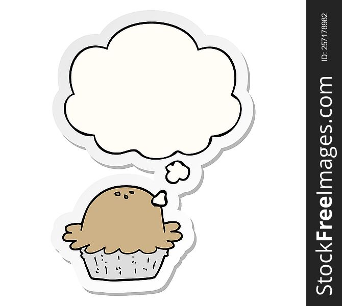 Cartoon Pie And Thought Bubble As A Printed Sticker
