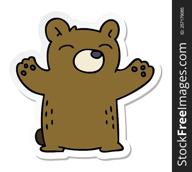 Sticker Of A Quirky Hand Drawn Cartoon Bear