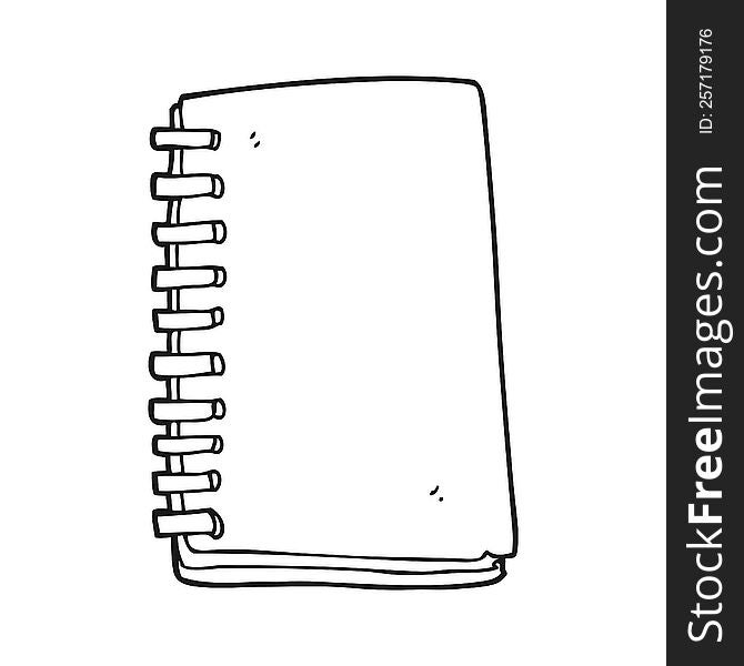 freehand drawn black and white cartoon note book