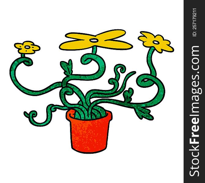 hand drawn textured cartoon doodle of a flower plant