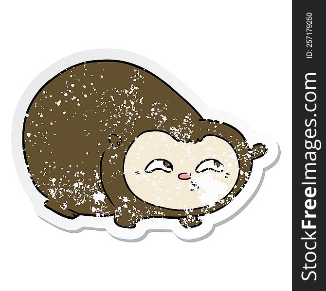 Distressed Sticker Of A Cartoon Wombat