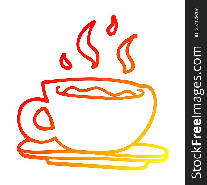 Warm Gradient Line Drawing Cartoon Cup Of Tea