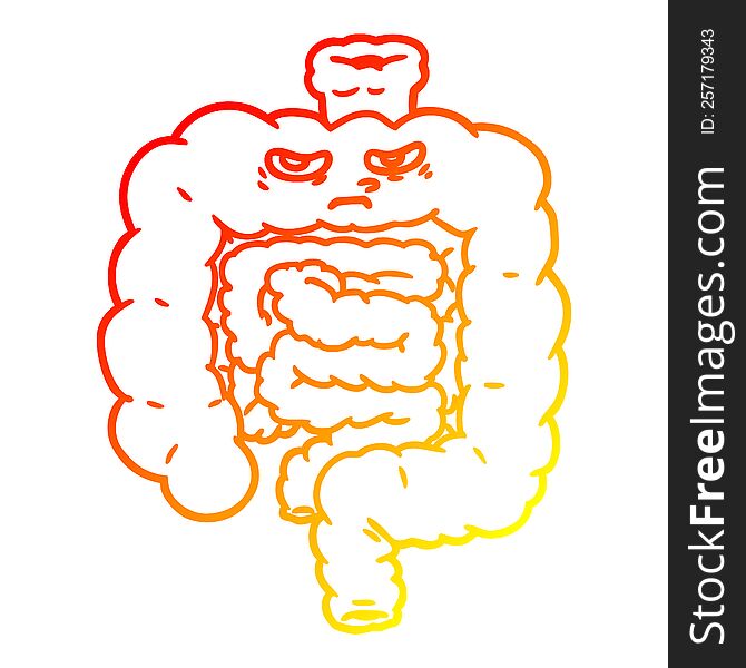warm gradient line drawing of a cartoon intestines