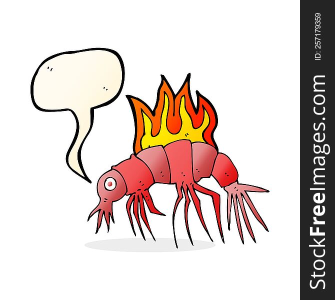 Cartoon Hot Shrimp With Speech Bubble