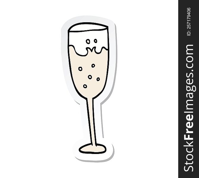 sticker of a cartoon champagne glass