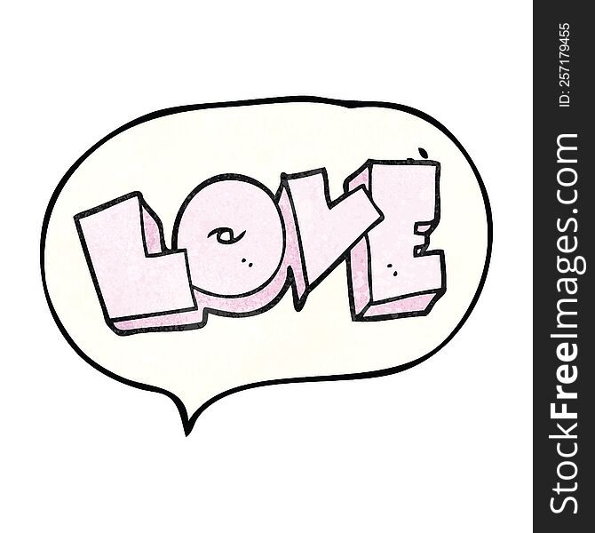 speech bubble textured cartoon love sign