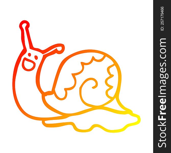 Warm Gradient Line Drawing Cute Cartoon Snail