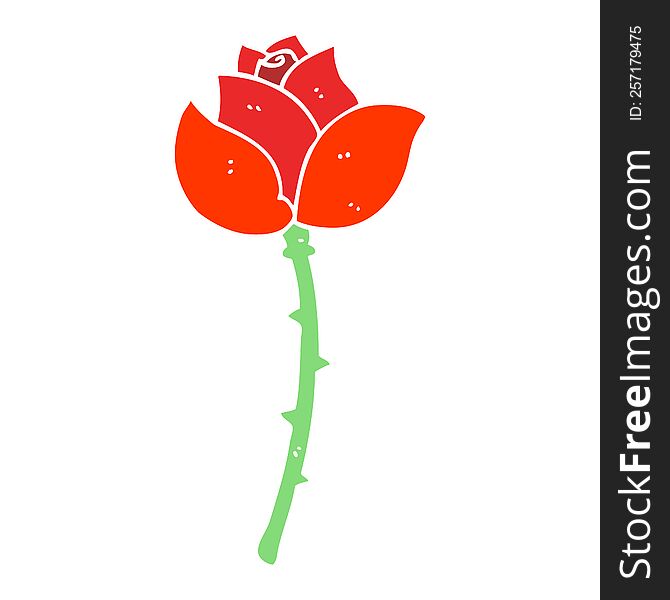 Flat Color Illustration Of A Cartoon Rose