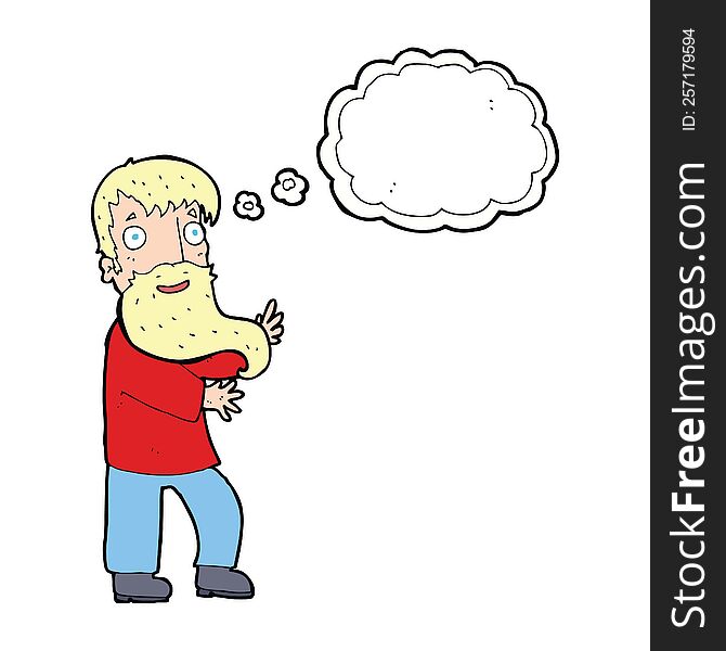 Cartoon Excited Bearded Man With Thought Bubble
