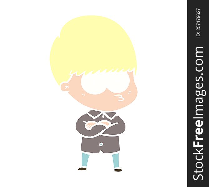 Annoyed Flat Color Style Cartoon Boy