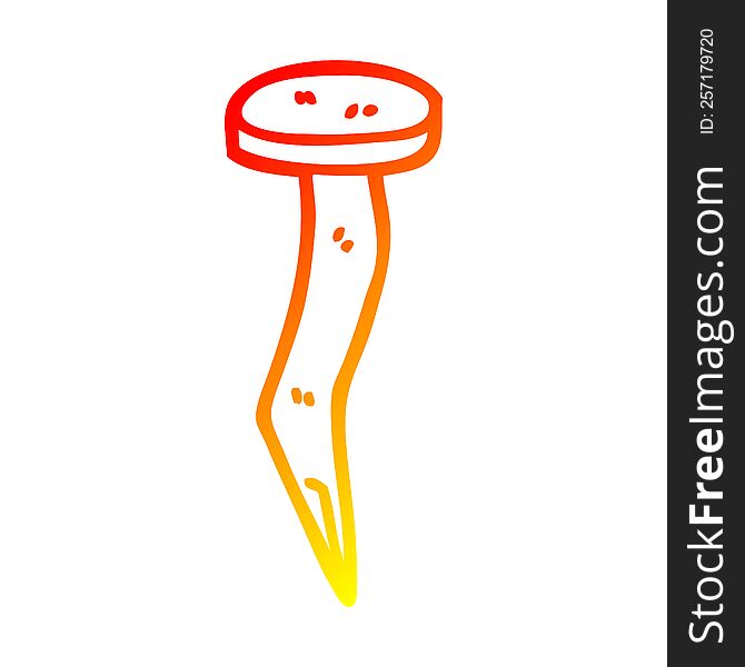 warm gradient line drawing of a cartoon iron nail