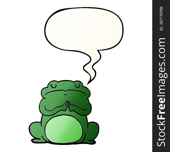 cartoon arrogant frog with speech bubble in smooth gradient style