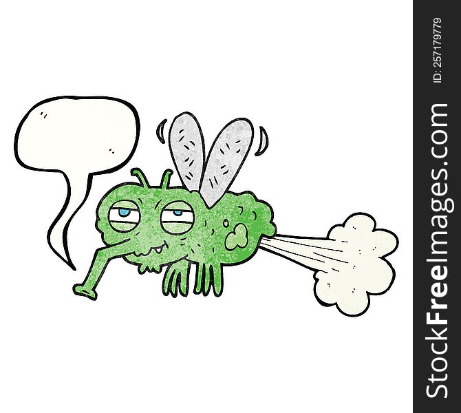 freehand speech bubble textured cartoon gross farting fly