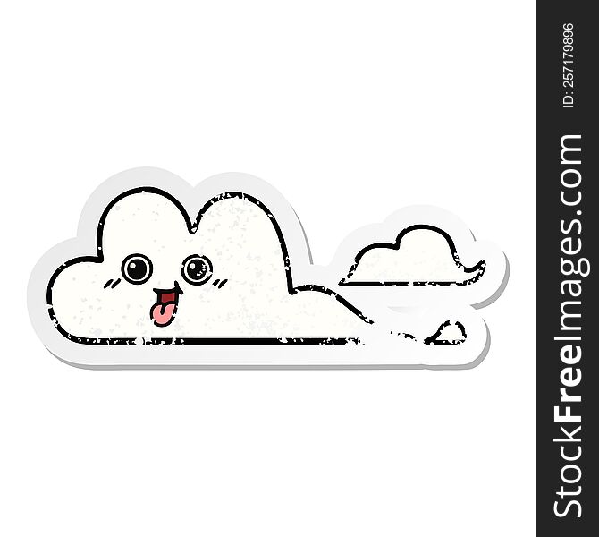 Distressed Sticker Of A Cute Cartoon Clouds