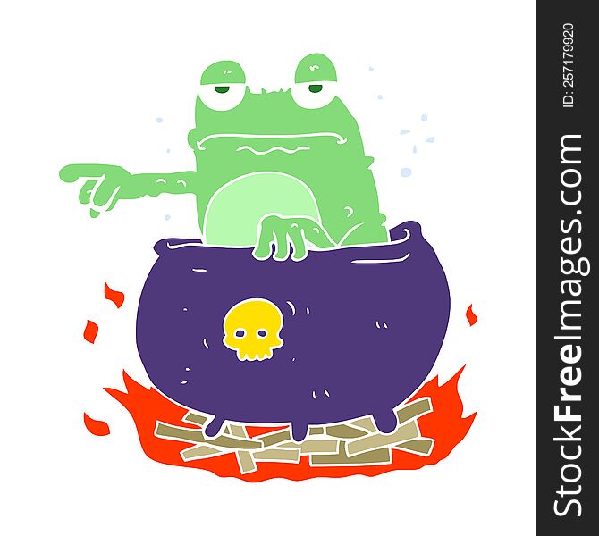 Flat Color Illustration Of A Cartoon Halloween Toad
