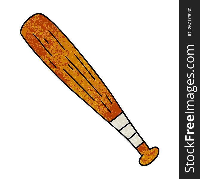 Textured Cartoon Doodle Of A Baseball Bat