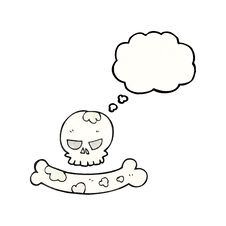 Thought Bubble Textured Cartoon Skull And Bone Symbol Royalty Free Stock Photo