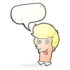 Cartoon Man With Tongue Hanging Out With Speech Bubble Stock Photography