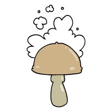 Free Cartoon Mushroom With Spore Cloud Stock Images - 257185554