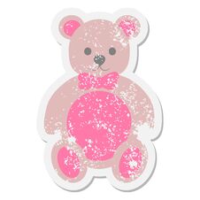 Valentine Gift Teddy Bear Grunge Sticker Stock Images