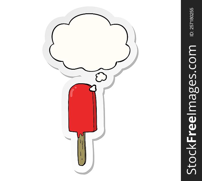 Cartoon Lollipop And Thought Bubble As A Printed Sticker