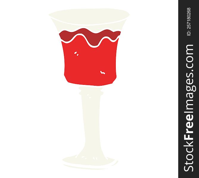 flat color illustration of a cartoon goblet of wine