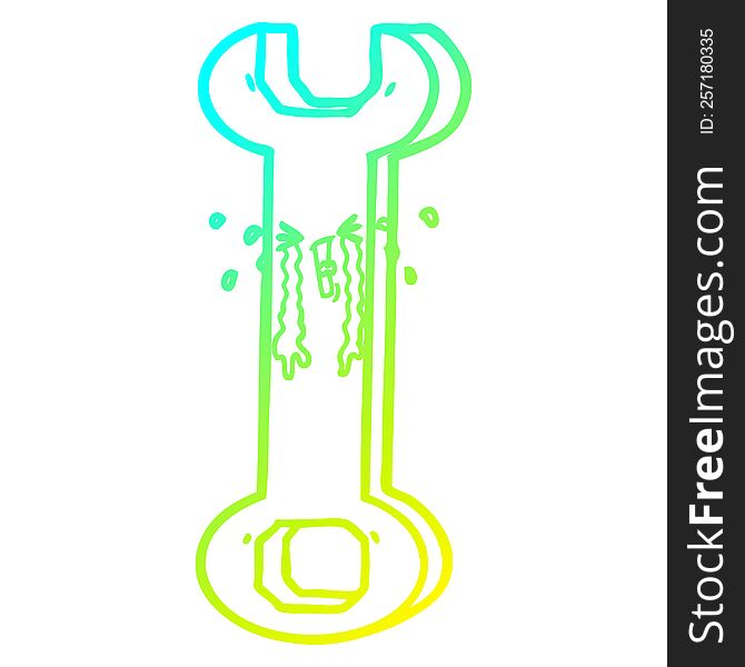 Cold Gradient Line Drawing Cartoon Spanner