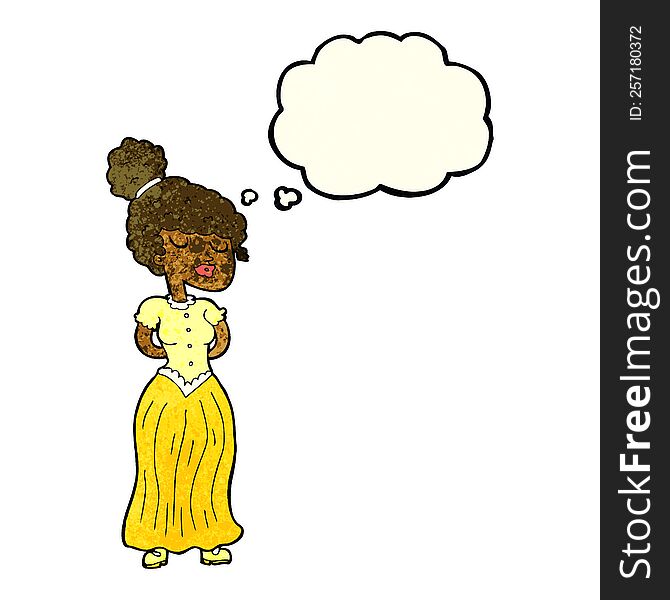 Cartoon Pretty Victorian Woman With Thought Bubble