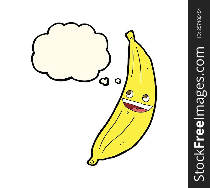 Cartoon Happy Banana With Thought Bubble