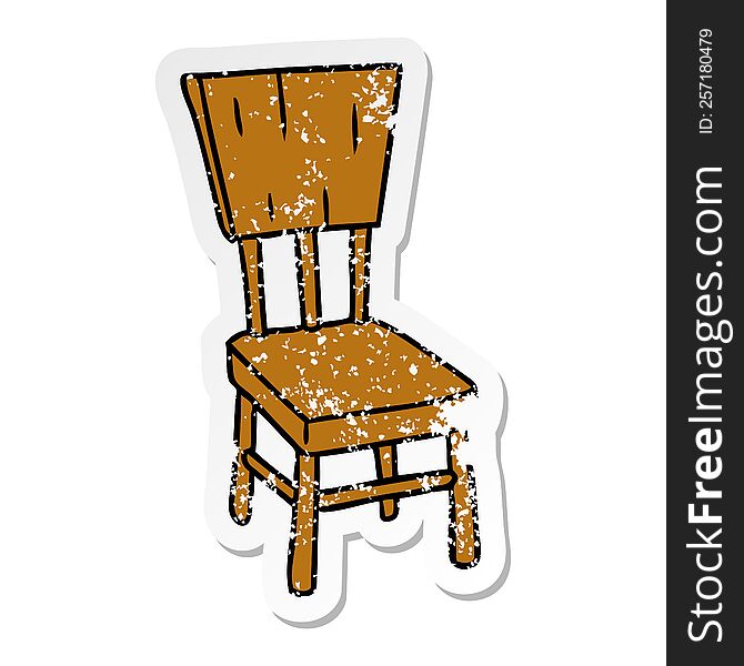 Distressed Sticker Cartoon Doodle Of A  Wooden Chair