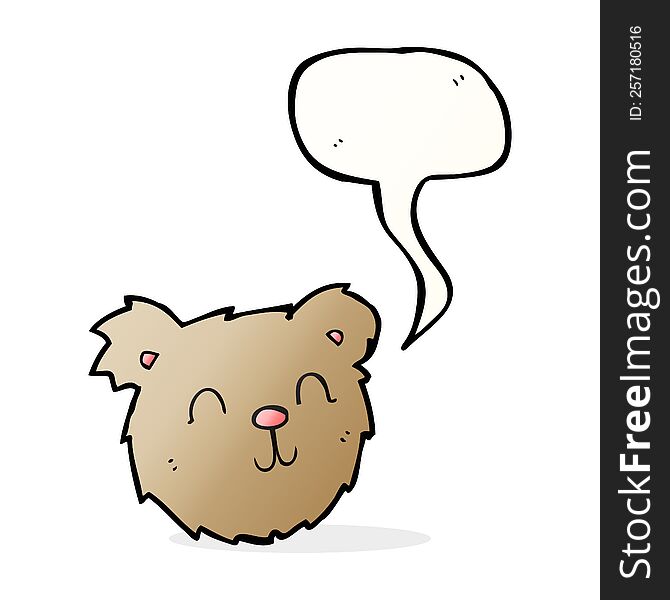 Cartoon Happy Teddy Bear Face With Speech Bubble