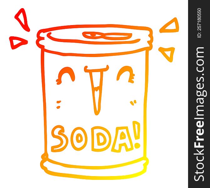 warm gradient line drawing of a cartoon soda can