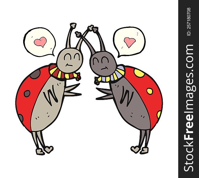 speech bubble cartoon ladybugs greeting