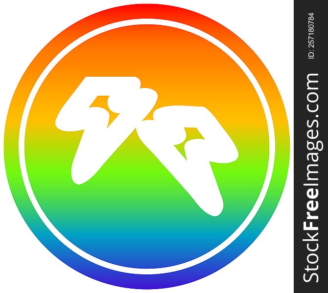 lightning bolts circular icon with rainbow gradient finish. lightning bolts circular icon with rainbow gradient finish